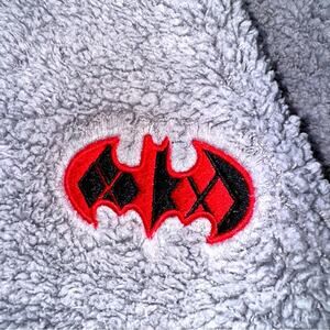 Rare Womens Six Flags Harley Quinn 1/2 Zip Pullover Fleece Sweatshirt Grey Small